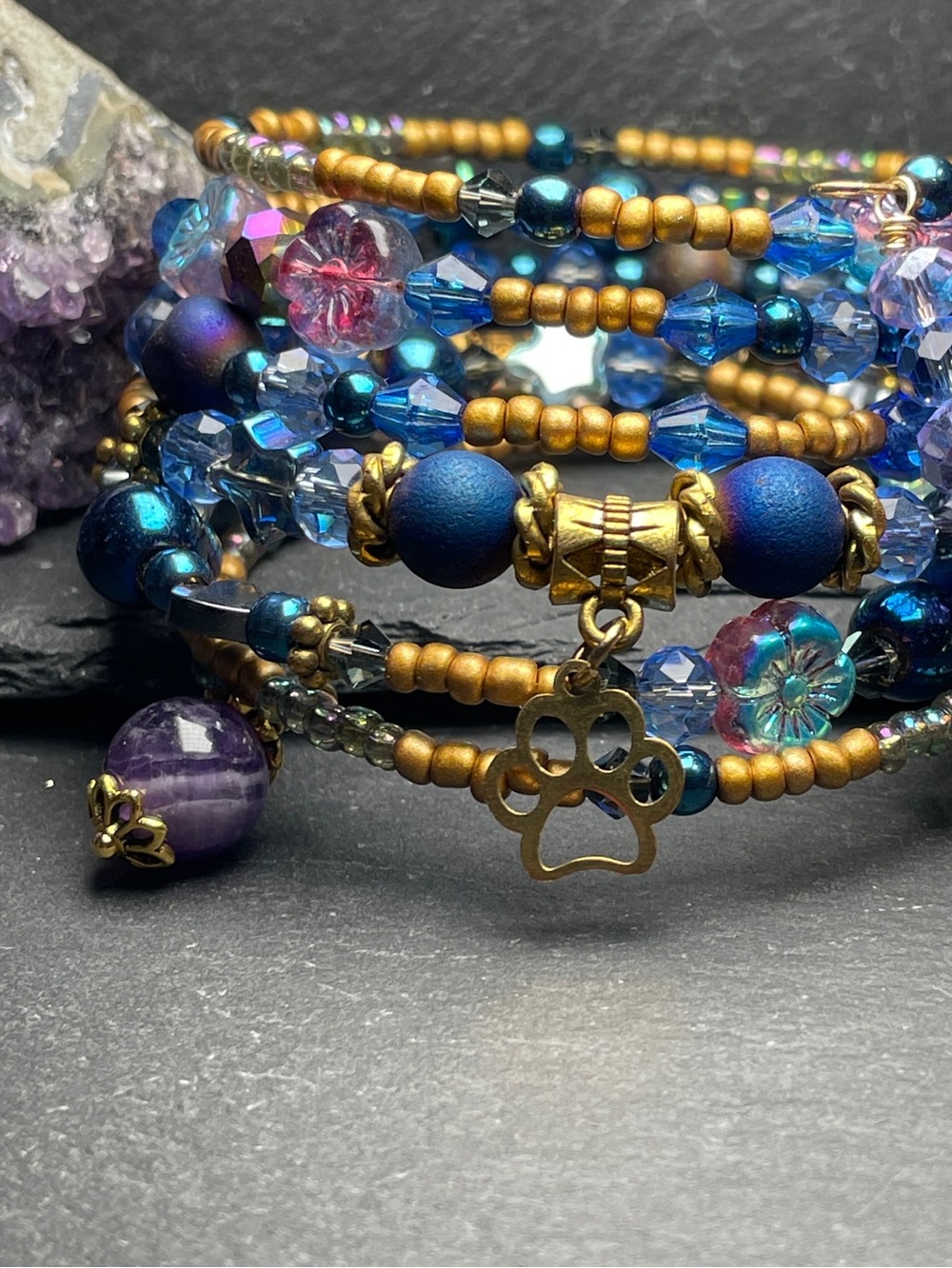 PRICE DROPPED Artisan Moonlit Paws Gemstone Wrap Bracelet - Picture 10 of 10